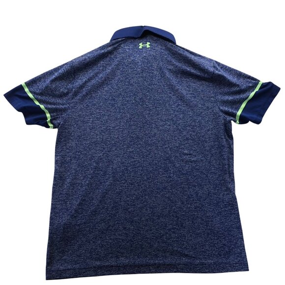 Under Armour Playoff Polo HeatGear Mens Shirt Large Loose Fit Blue Lightweight - Picture 2 of 10